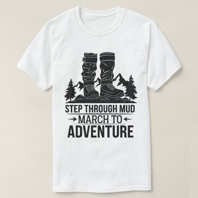 Hickor Boots Mountain Äventyr utanför dörrsoffert T Shirt (Design framsida)