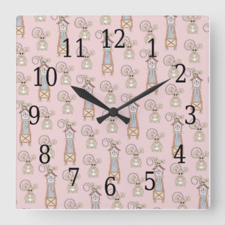 Hickory Dickory Dock Kids Clock Fyrkantig Klocka
