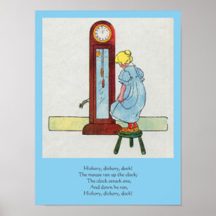 Hickory, Dickory, Dock Mor Goose Nursery Rhyme Poster