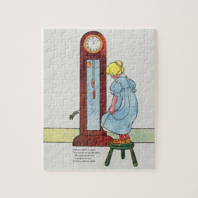 Hickory, Dickory, Dock Mor Goose Nursery Rhyme Pussel (Vertikal)