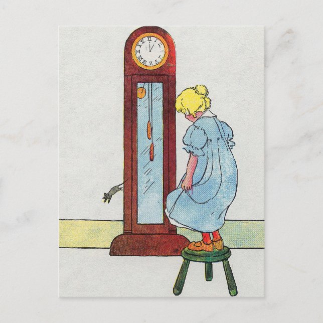 Hickory, Dickory, Dock Mor Goose Nursery Rhyme Vykort (Framsida)
