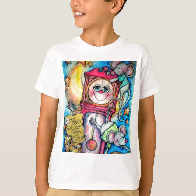 Hickory Dickory Dock Nursery Rhyme Time Tee Shirt (Framsida)