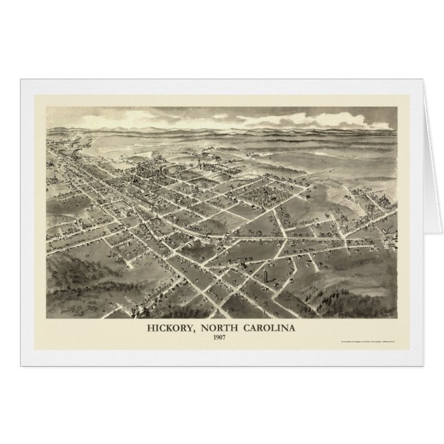 Hickory, NC Panorama-karta - 1907 Hälsningskort (Framsidan Horizontal)