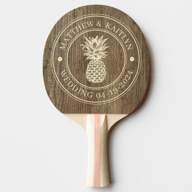 Hickory Trä Ananas Bröllopsnamn Pingisracket (Baksidan)