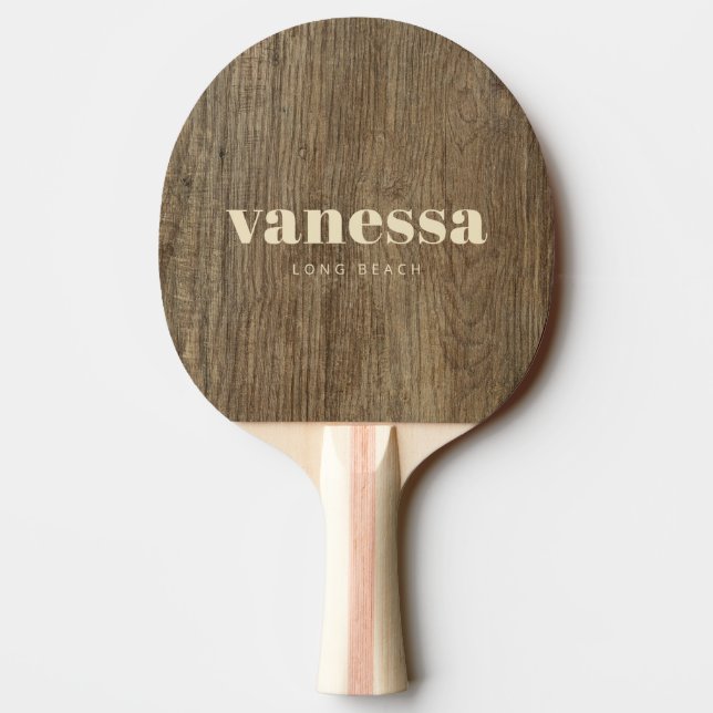 Hickory Trä Minimal Modern Klassisk Namn Pingisracket (Baksidan)