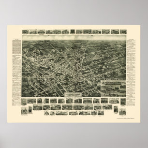 Hicksville, NY Panoramic Karta - 1925 Poster