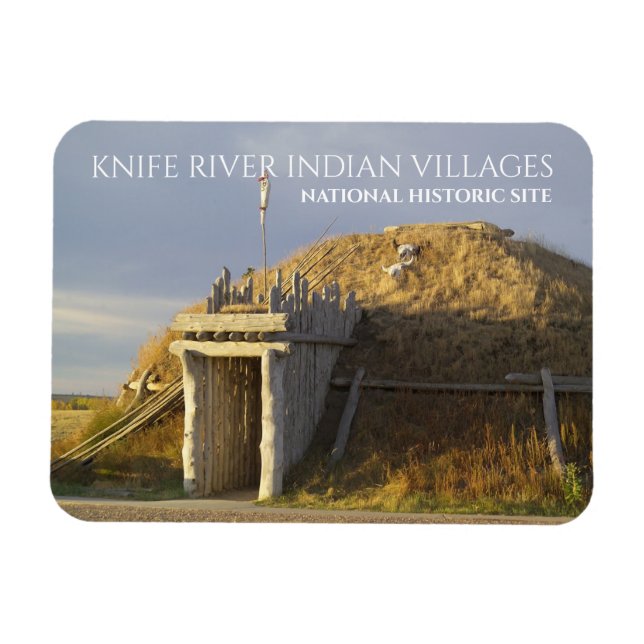 Hidatsa Earthlodge, Knivar River Indian Villages Magnet (Horisontell)