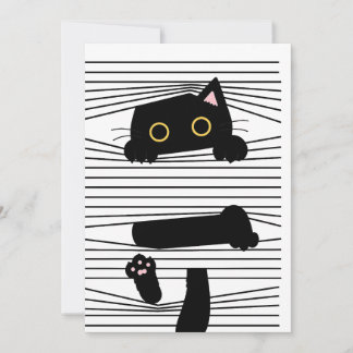 Hidden Black Cat Cute Funny Minimalist Animal Love Inbjudningar