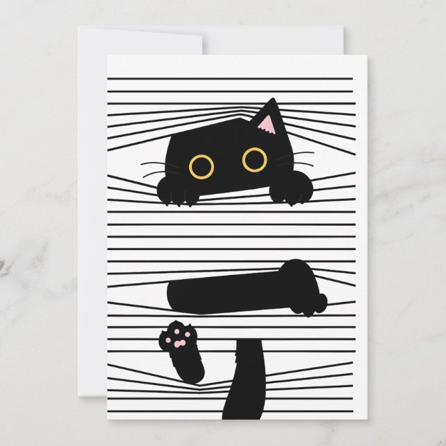 Hidden Black Cat Cute Funny Minimalist Animal Love Inbjudningar (Framsida)