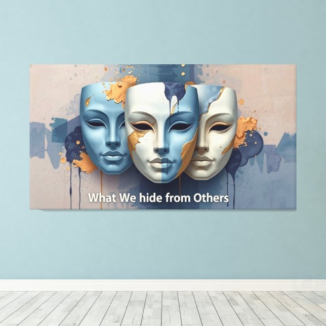 Hidden Emotions - Contemporary Surreal  Mask  Canvastryck (Insitu (trägolv))