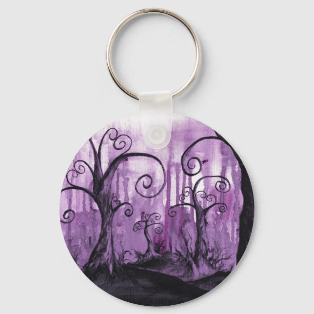 Hidden Hearts Trees Surreal Fantasy Landscape Art Nyckelring (Framsida)