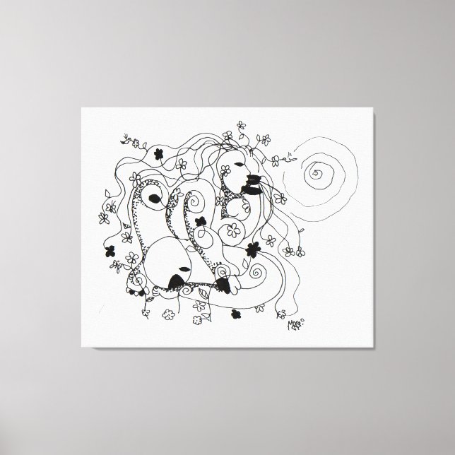 Hidden in the garden. - Ink drawing Canvastryck (Framsida)