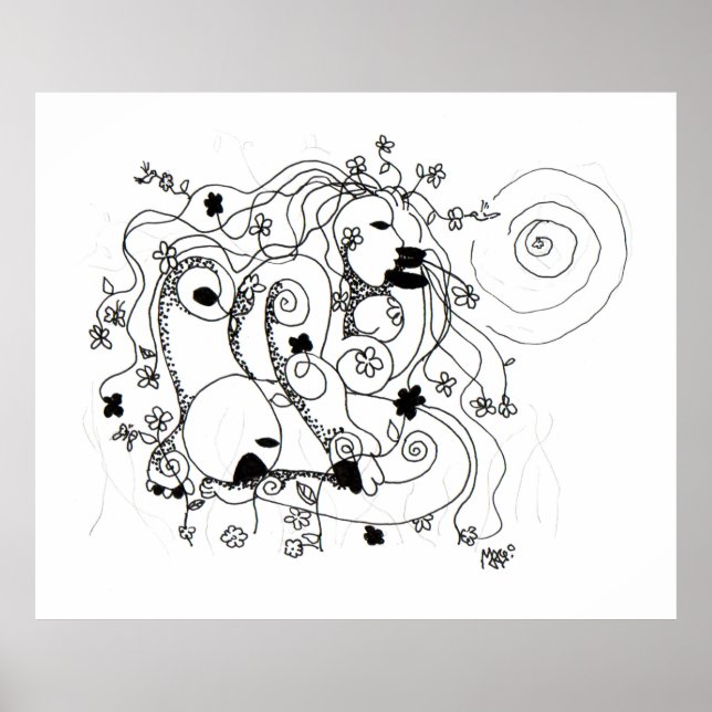 Hidden in the garden. - Ink drawing Poster (Framsidan)