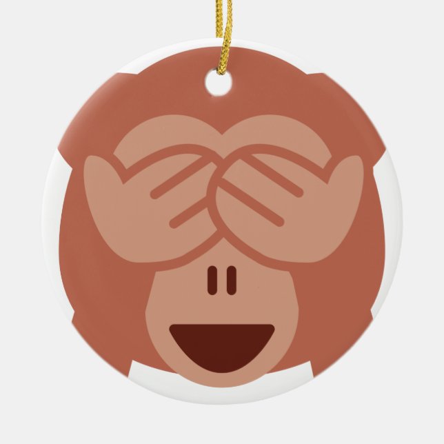 Hide and seek Emoji Monkey Julgransprydnad Keramik (Framsidan)