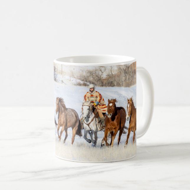 Hideout Horse Ranch, hästskötare och hästar Kaffemugg (Framsida höger)