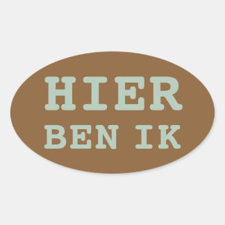 HIER BEN IK koffer sticker Ovalt Klistermärke