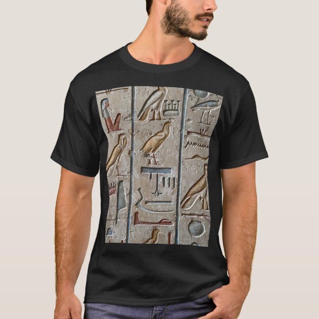 Hieroglyf Forntida Egypten Språk Ingraverad Text T Shirt (Framsida)