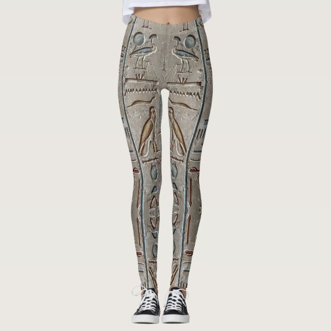 Hieroglyf Forntida Egypten Språk Inskriven Text Leggings (Framsida)