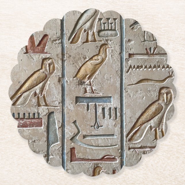 Hieroglyf Forntida Egypten Språk Inskriven Text Underlägg Papper (Framsida)