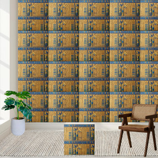 Hieroglyfer för antika Egyptener och Figurer-panel Kakelplatta