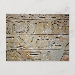 Hieroglyfer på en stenmur vykort