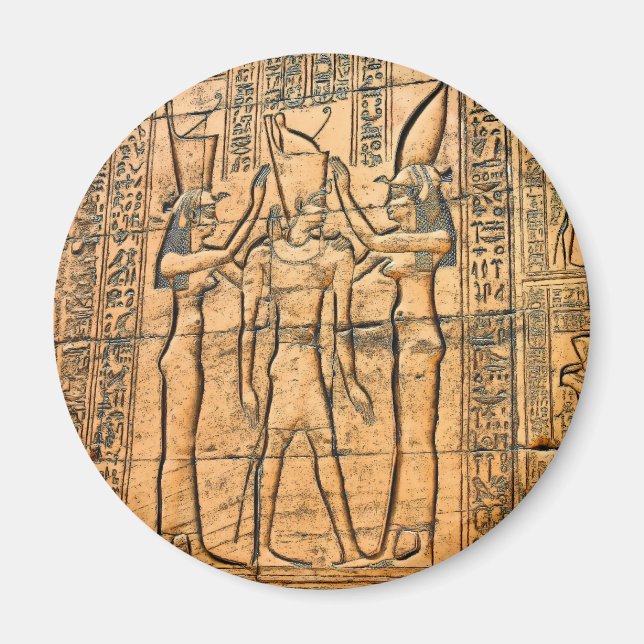 Hieroglyfer vid Edfu Temple, Egypten Magnet (Framsidan)