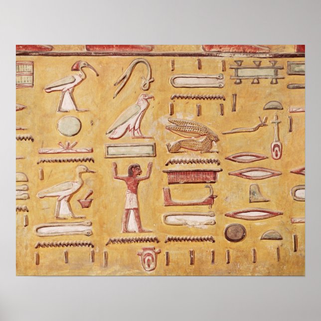 Hieroglyfi från Grav i Seti I Poster (Framsidan)