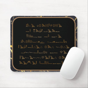 Hieroglyfttecken - svart och guld marmor musmatta