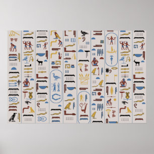 Hieroglyph Pharaoh Ash-bakgrund Poster