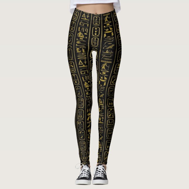 Hieroglyphics Egyptology, gamla symboler för Egypt Leggings (Framsida)