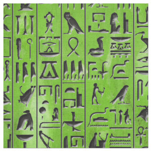 Hieroglyphics i smaragd tyg