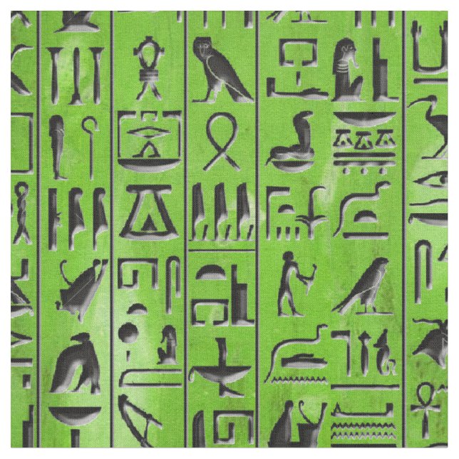 Hieroglyphics i smaragd tyg (Närbild)