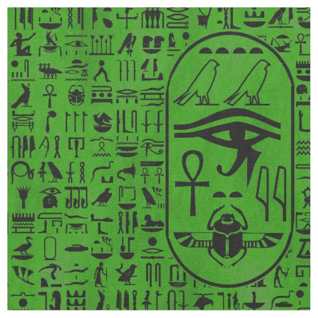 Hieroglyphicsgrönt Tyg (Närbild)