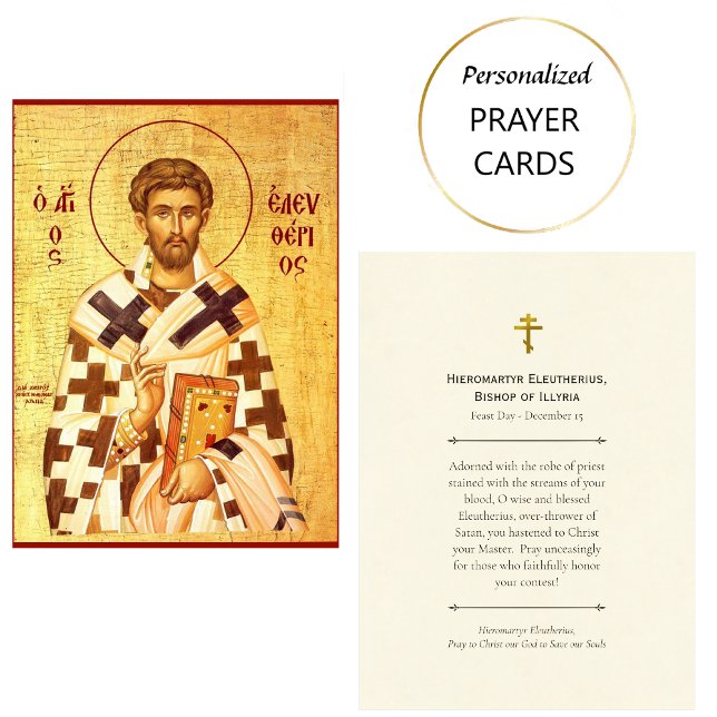 Hieromartyren St. Eleutherius ortodoxa bönekort Placeringskort (Skapare uppladdad)