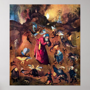 Hieronymus Bosch-Frestelse av St Anthony Poster
