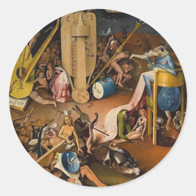 Hieronymus Bosch-helvetets trädgård Runt Klistermärke (Framsida)