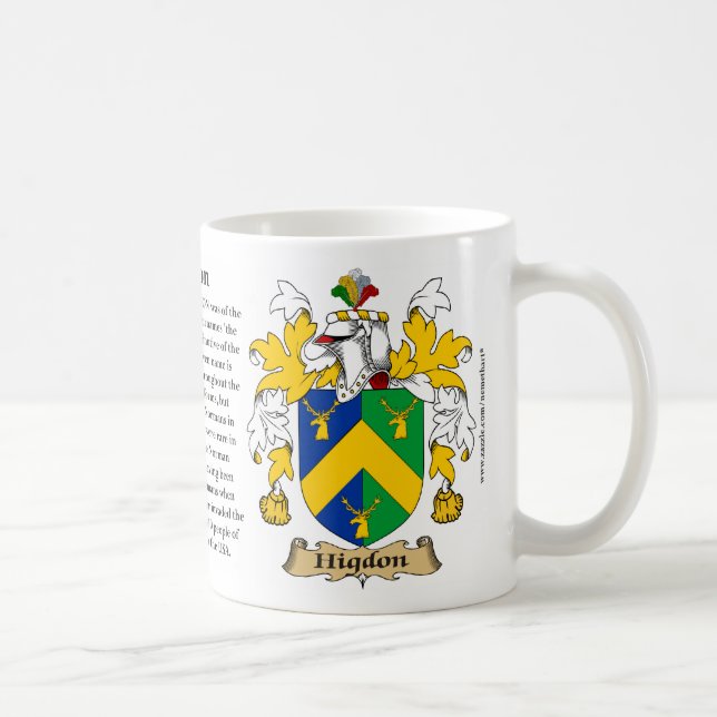 Higdon, ursprung, det menande och vapenskölden kaffemugg (Höger)