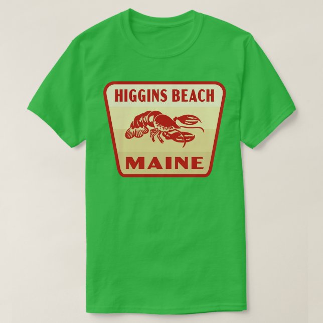 Higgins Beach Maine Retro Badge Tan T Shirt (Design framsida)