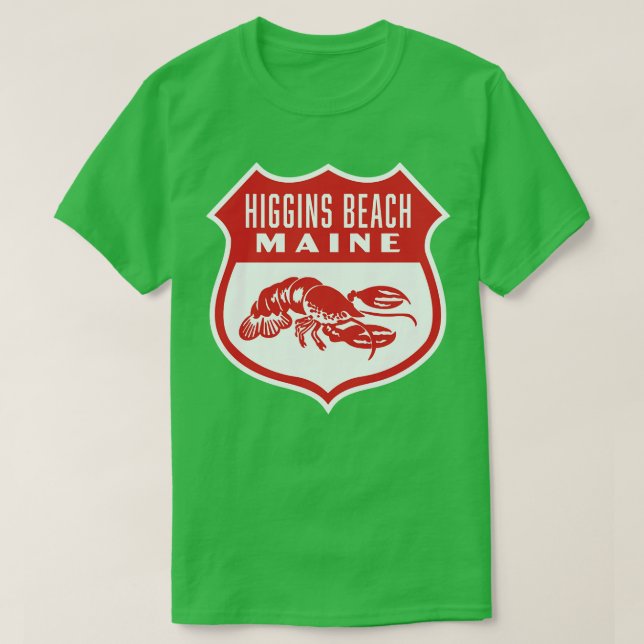 Higgins Beach Maine Retro Shield Red T Shirt (Design framsida)