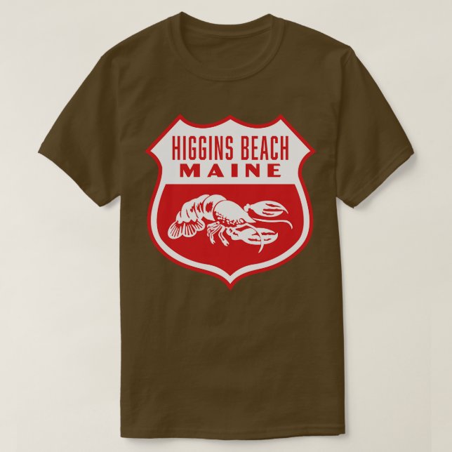 Higgins Beach Maine Retro Shield White T Shirt (Design framsida)