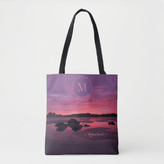 Higgins Beach Sunrise Maine Monogram Tygkasse