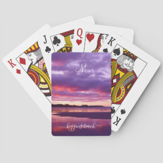 Higgins Beach Sunrise Monogram Namn Low Tide Maine Casinokort
