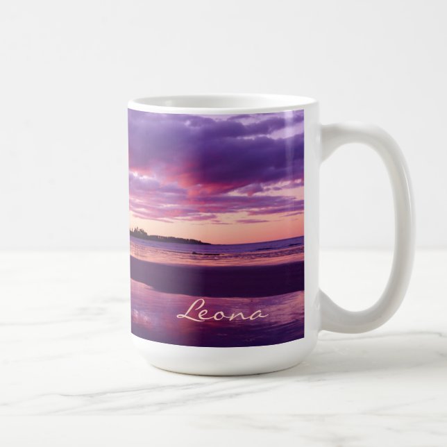 Higgins Beach Sunrise Panoramic Namn Monogram Kaffemugg (Höger)