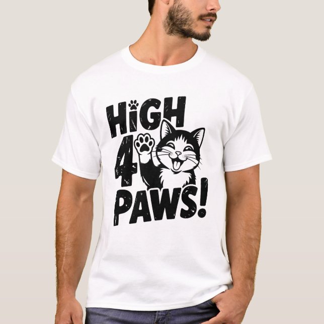 High 4 Paws Cat T Shirt (Framsida)