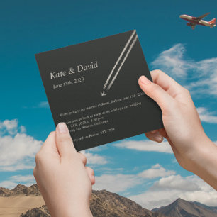 ©High Altitude Airplan Destination Wedding Inbjudningar