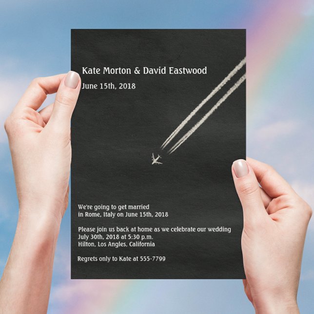 ©High Altitude Airplan Destination Wedding Inbjudningar (Skapare uppladdad)