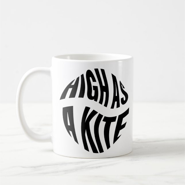 High As A Kite Black Typography Kaffemugg (Vänster)