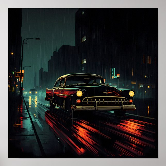High-Contrast Film Noir: Backlit Evening Drive Poster (Framsidan)