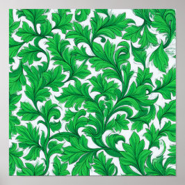 High Contrast Flat Color Pattern: Abstract Ivy Poster