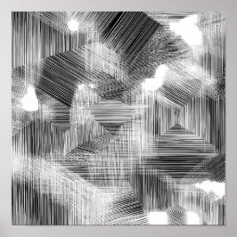 High-Contrast Geometric Depth Decoupage Template Poster